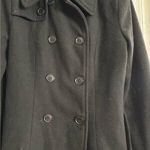 Women's Black Double-Breasted Coat